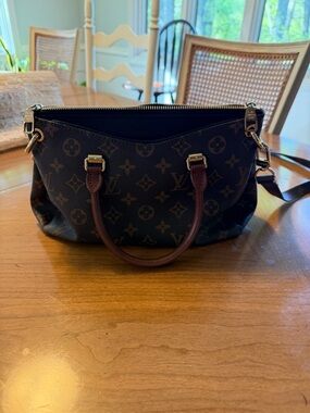 Monogram Canvas Satchel in Brown with Gold Hardware